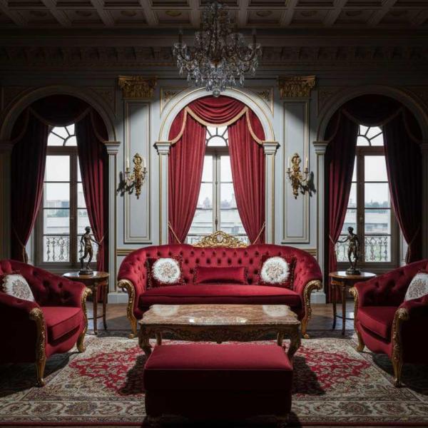 MACE Heritage  - Luxury Baroque style sofa - Red Velvet fabric -Gold wood - classic furniture
