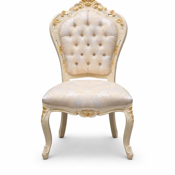 MACE Heritage – Barocker Esszimmerstuhl in Beige-Gold mit Gold-Champagner Satinpolster