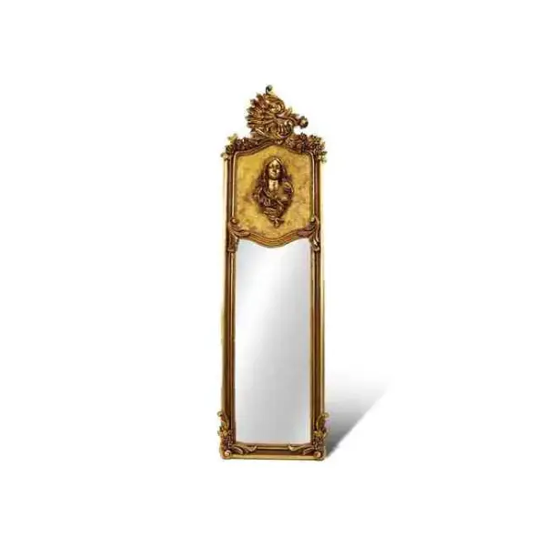 MACE Heritage – Prunkvoller Barock-Wandspiegel mit Frauenrelief & Krone – Gold – 180 cm