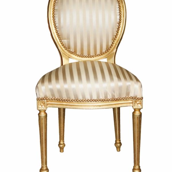 MACE Heritage - Barocker Esszimmerstuhl Gold Champagner klassisch eleganter Holzstuhl aus Echtholz Möbel für Esszimmer, Wohnzimmer und Flur.