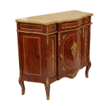 MACE - Baroque sideboard Louis XV style - Beige marble - One large drawer - One door - Brown/Brass - One shelf