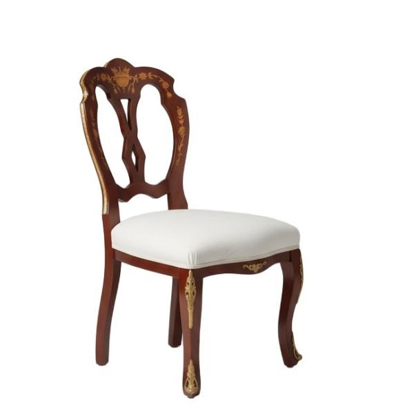 MACE Heritage – Louis XV Baroque Chair with Lyre Back, Inlay Detail, White Upholstery and Gold Accents