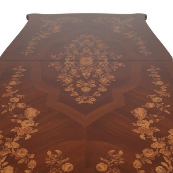 MACE Heritage - Chaise de salle à manger baroque – velours, laiton, marqueterie, verre, sculpté