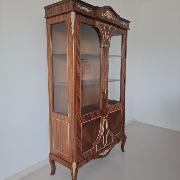 MACE-Baroque office display case - Brass - Brown color - Two glass doors - Two drawers - Filing cabinet - Office furniture