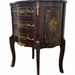 Baroque commode lOUIS XV - Brown - Brass - 3 Drawers - Marquetry - Baroque furniture - 71cm Width - MACE