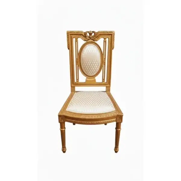 MACE Heritage – Imperial Chair – Handgeschnitzter Stuhl im Louis-XVI-Stil mit goldener Fassung & elfenbeinfarbener Polsterung