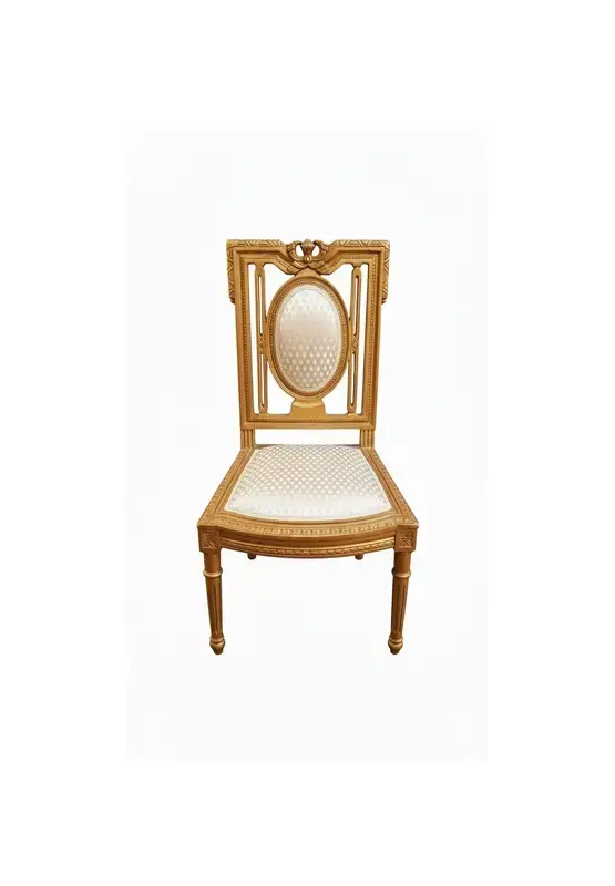 MACE Heritage – Imperial Chair – Handgeschnitzter Stuhl im Louis-XVI-Stil mit goldener Fassung & elfenbeinfarbener Polsterung
