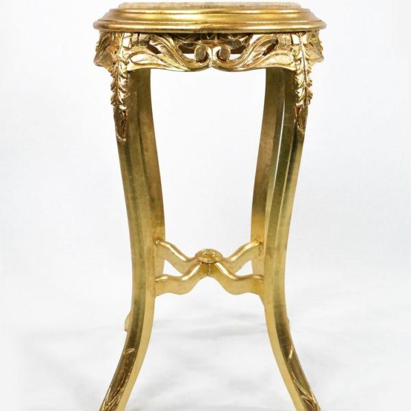 MACE Heritage - Table d’appoint Louis XVI / baroque – marbre, feuille d’or, rouge, beige, doré