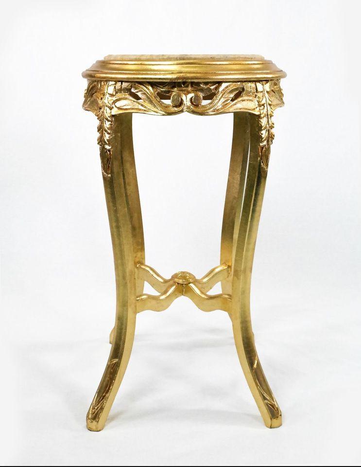 MACE Heritage - Table d’appoint Louis XVI / baroque – marbre, feuille d’or, rouge, beige, doré