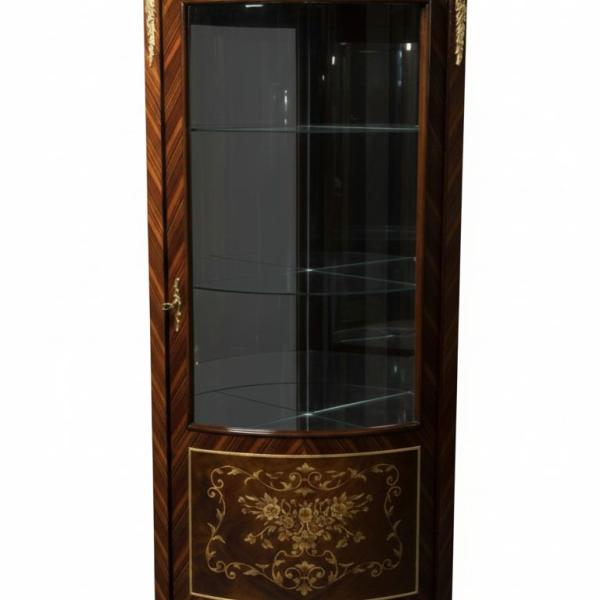 MACE Heritage – Barocke Eckvitrine mit Intarsien – Glasvitrine aus Massivholz