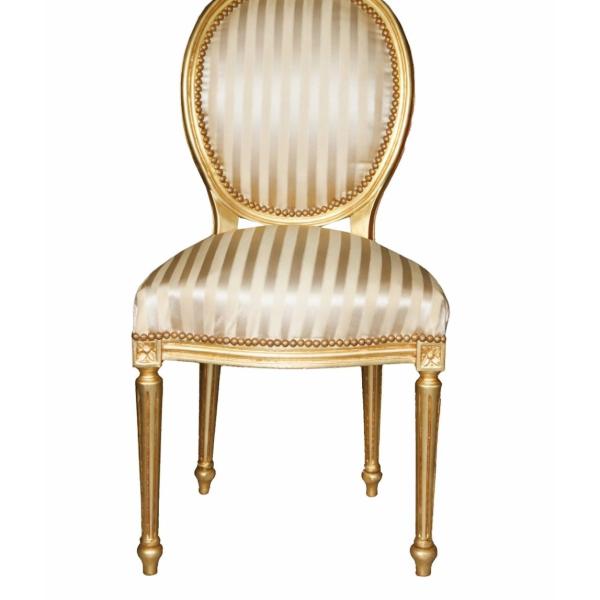 MACE Heritage - Barocker Esszimmerstuhl Gold Champagner klassisch eleganter Holzstuhl aus Echtholz Möbel für Esszimmer, Wohnzimmer und Flur.