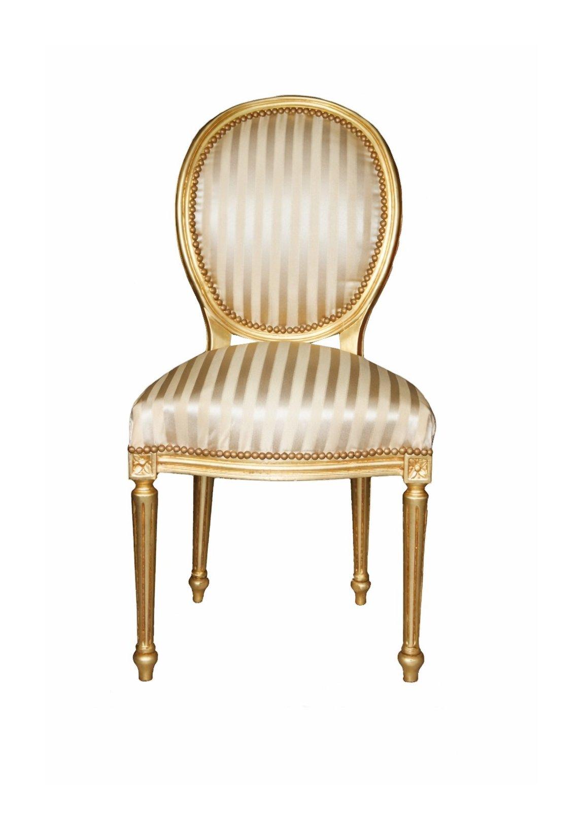 MACE Heritage - Barocker Esszimmerstuhl Gold Champagner klassisch eleganter Holzstuhl aus Echtholz Möbel für Esszimmer, Wohnzimmer und Flur.