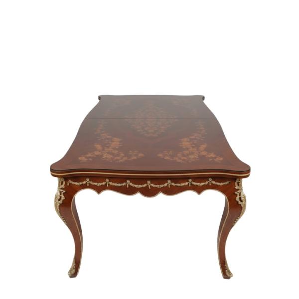 MACE Heritage - Chaise de salle à manger baroque – velours, laiton, marqueterie, verre, sculpté