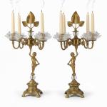 MACE Heritage – Engel-Kandelaber Set aus massivem Messing in Antikgold mit Glasblüten