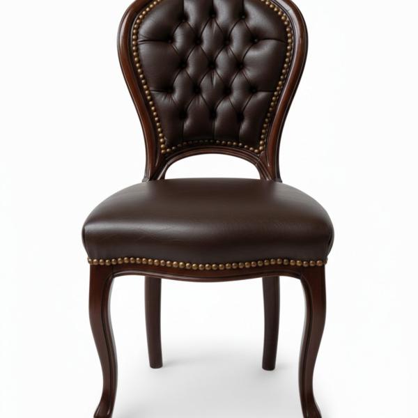 MACE Heritage – Louis-XV Barockstuhl Dunkelbraun aus Massivholz mit deutschem Kunstleder