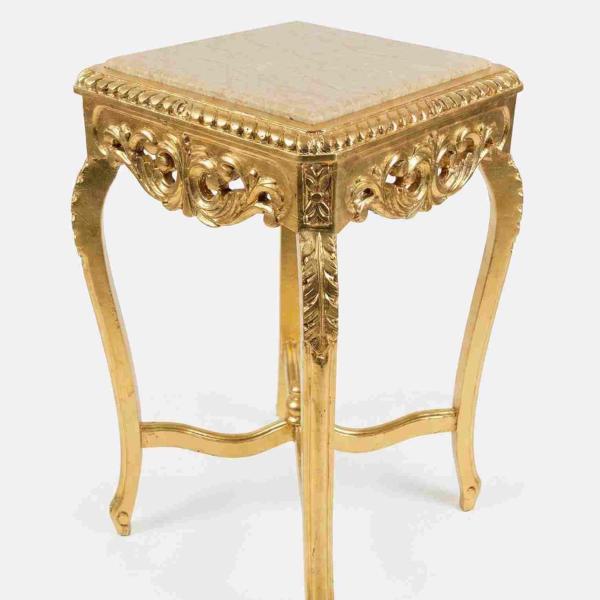 MACE Heritage - Luxurious Baroque Side Table – Gold Finish & Real Marble – Handcrafted