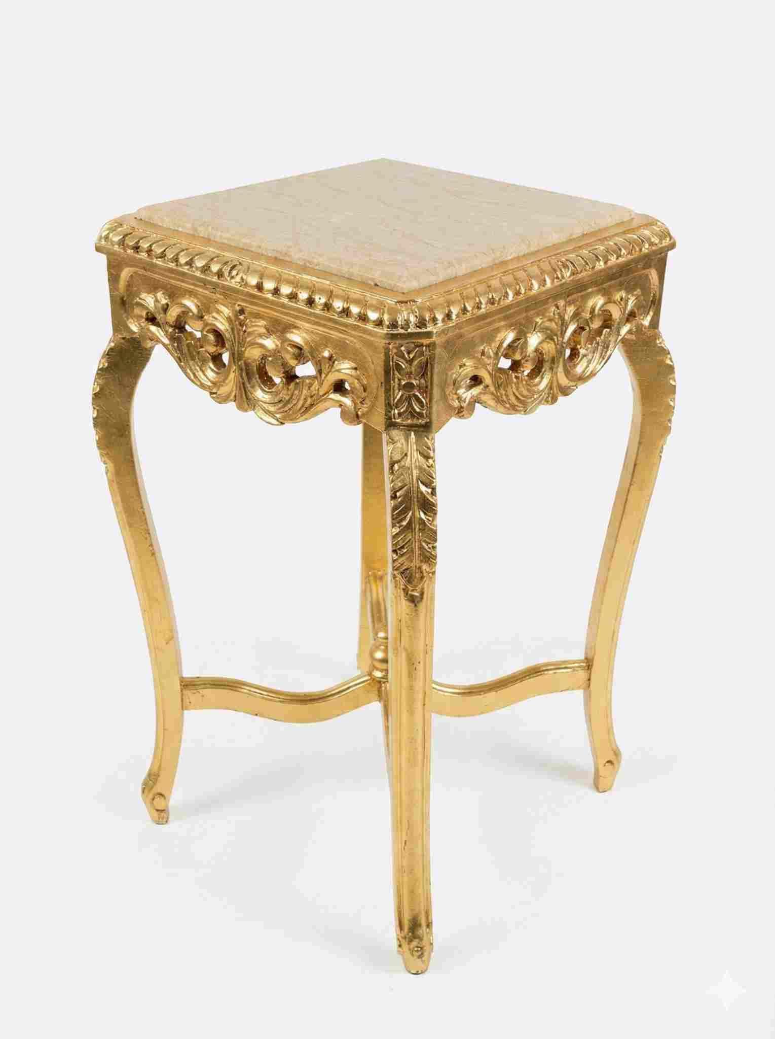 MACE Heritage - Luxurious Baroque Side Table – Gold Finish & Real Marble – Handcrafted