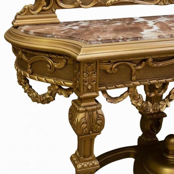 MACE Heritage Barock Konsole mit Spiegel – Gold & Marmor – Handgefertigt