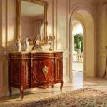MACE - Baroque sideboard Louis XV style - Beige marble - One large drawer - One door - Brown/Brass - One shelf