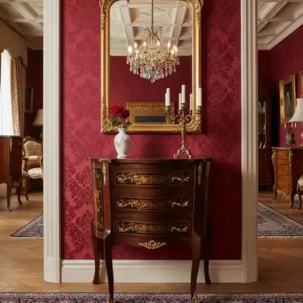 Baroque commode lOUIS XV - Brown - Brass - 3 Drawers - Marquetry - Baroque furniture - 71cm Width - MACE