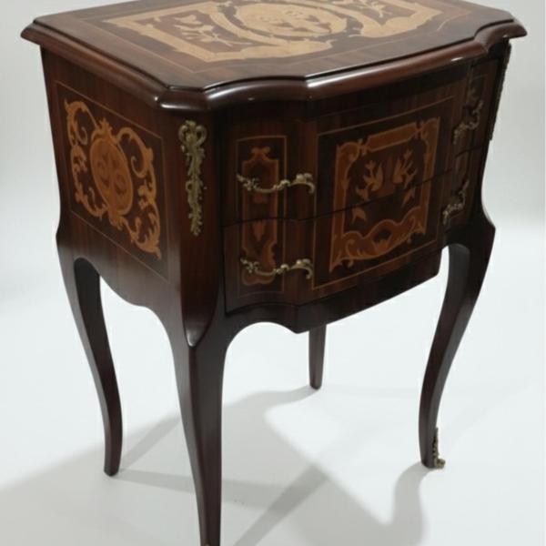 MACE Heritage – Barocke Intarsien-Kommode Louis XV in Dunkelbraun mit Messing