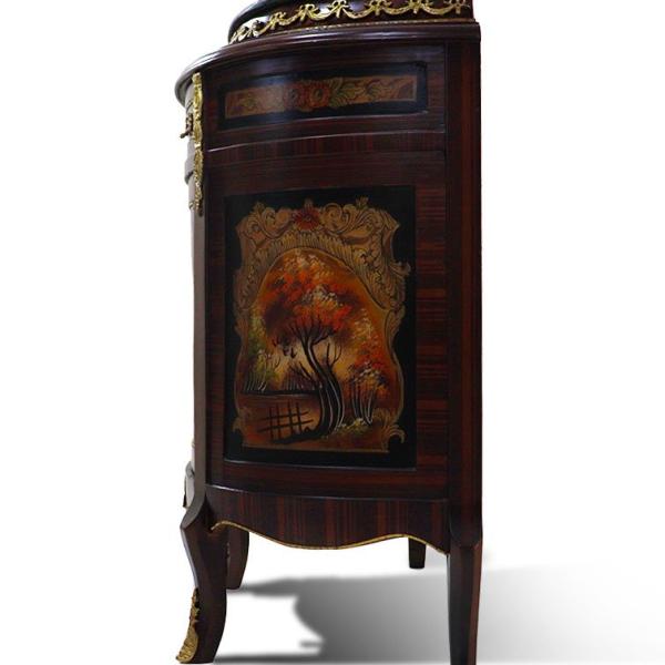 MACE Heritage – Barocke Kommode aus Massivholz mit handbemalten Motiven, Messingbeschlägen und Natur-Marmorplatte