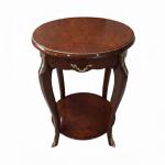 MACE Heritage – Runder barocker Beistelltisch aus Holz in warmem Braun mit Schublade und Messingornamenten