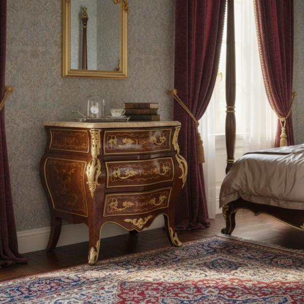 MACE Heritage – Barocke Beistellkommode mit Marmorplatte und Messingdetails