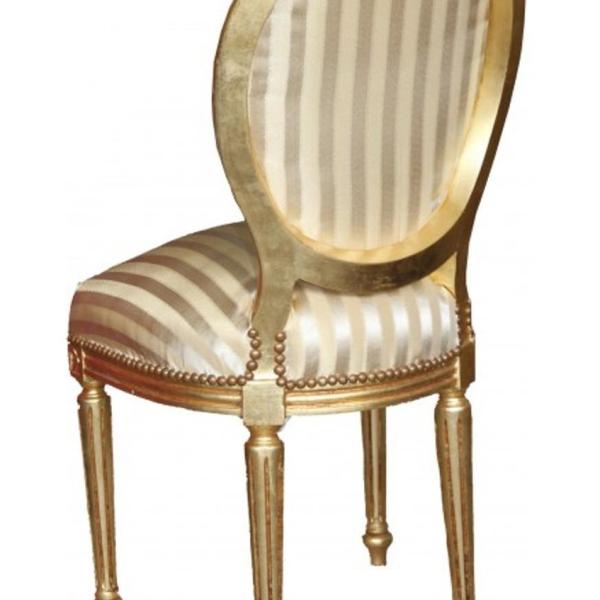 MACE Heritage - Barocker Esszimmerstuhl Gold Champagner klassisch eleganter Holzstuhl aus Echtholz Möbel für Esszimmer, Wohnzimmer und Flur.