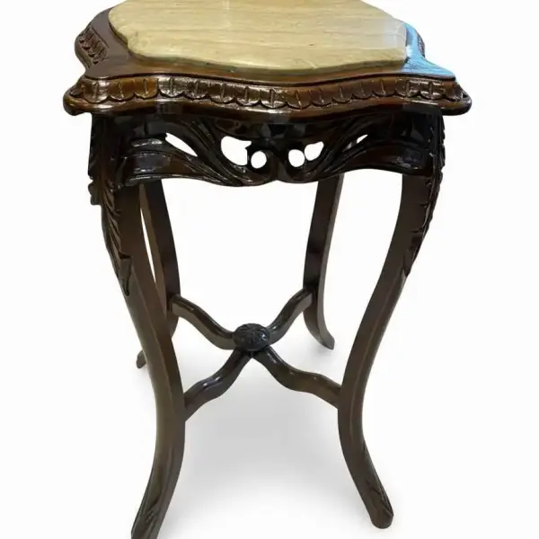 MACE-Baroque brown table-Beige marble top-Handmade-Classical furniture