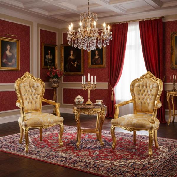 MACE Heritage - Luxuriöser Barocksessel - klassische Möbel - Esszimmerstuhl - einzigartige Möbel - champagner/gold