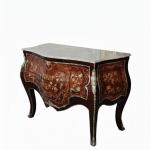 MACE Heritage – Barock Rokoko Kommode Louis XV mit Marmorplatte, handbemalt, Dunkelbraun, Hochglanz