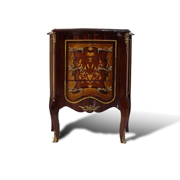 MACE Heritage – Barocke Louis-XV-Kommode aus Massivholz mit Intarsien, Messingbeschlägen und Hochglanzfinish