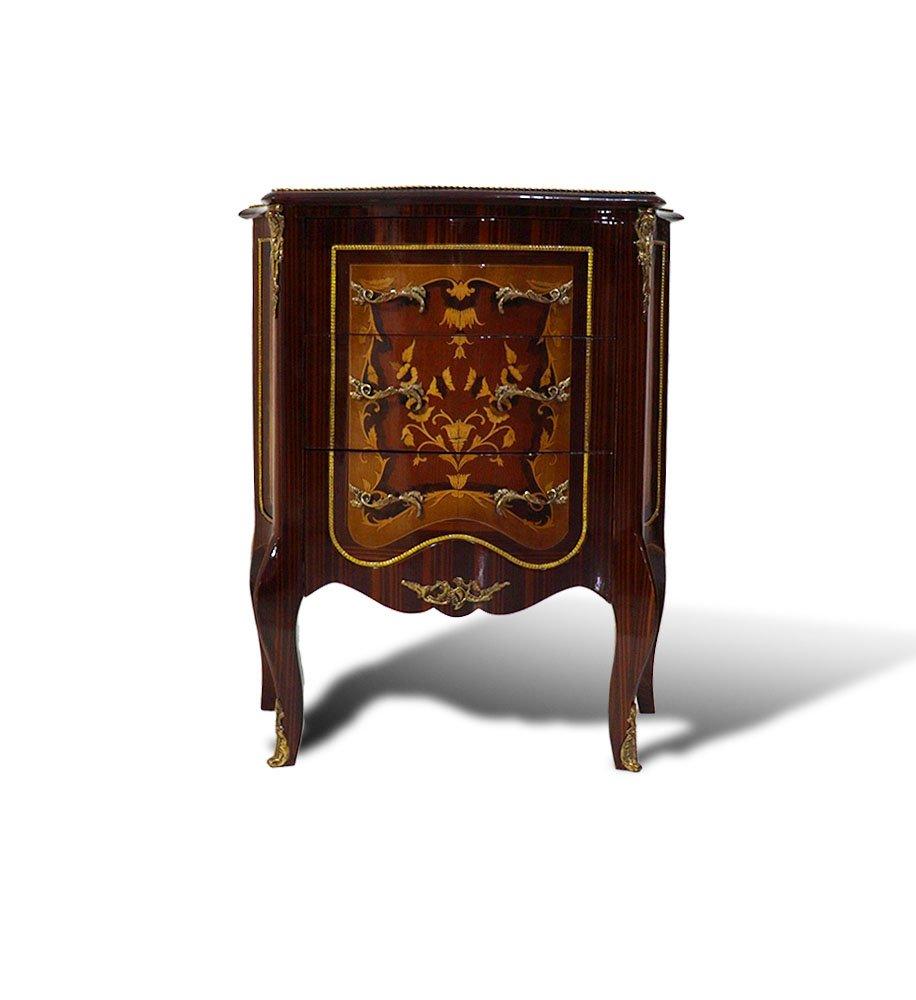 MACE Heritage – Baroque Louis XV Chest of Drawers in Solid Wood with Marquetry and Gloss Finish