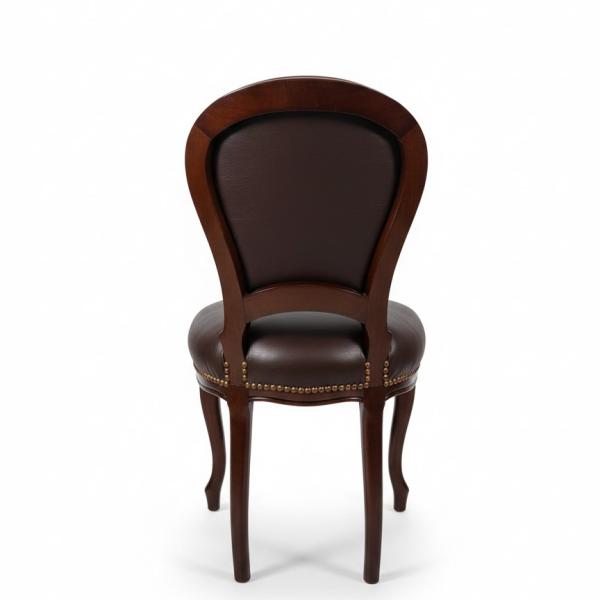 MACE Heritage – Louis-XV Barockstuhl Dunkelbraun aus Massivholz mit deutschem Kunstleder