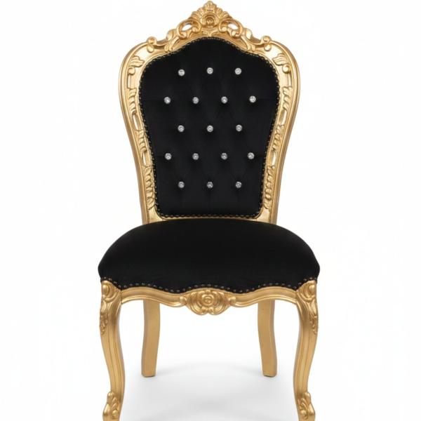 MACE Heritage - Chaise de salle à manger baroque – velours, capitonné, sculpté, noir, rouge
