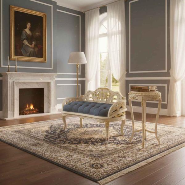 MACE Heritage – Barocker Beistelltisch mit Marmorplatte in Ivory-Creme und Antikgold