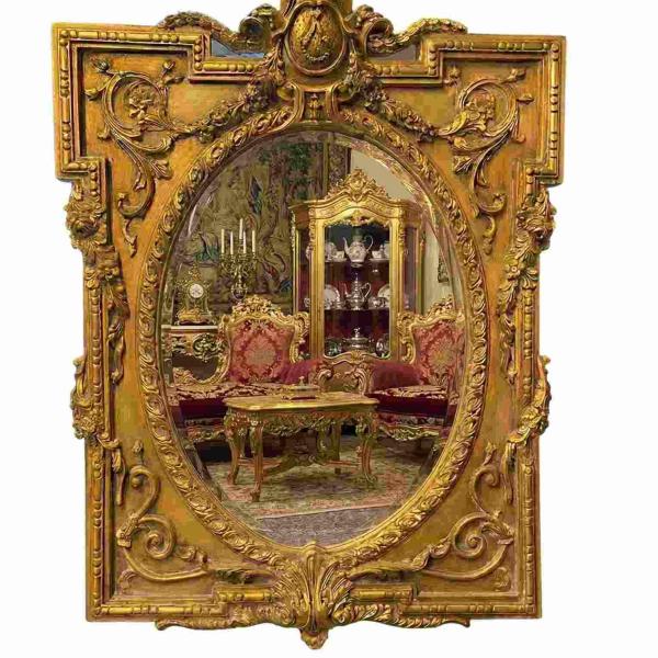 MACE Heritage - Luxuriöser Goldspiegel im Barockstil - Holzrahmen - rechteckige Form - für alle Räume - klassischer antiker Spiegel