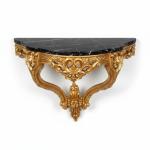 MACE Heritage – Baroque Wall Console Table with Black Natural Marble Top, Gold Finish and Louis XV Influence