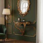MACE Heritage – Baroque Wall Console Table with Black Natural Marble Top, Gold Finish and Louis XV Influence