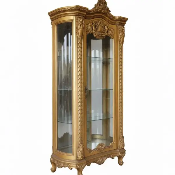 MACE Heritage - Luxury baroque gold vitrine-Handmade-3 Glass shelves-Lined mirror-Solid wood - Handmade - Baroque furniture