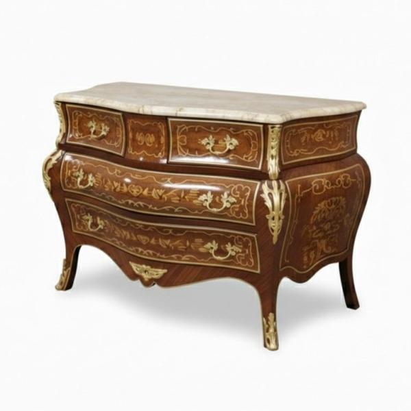MACE Heritage – Barockes Kommoden-Set mit Intarsien und Marmorplatten, Louis-XV Stil