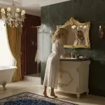 Barocker Stil - Waschbeckenschrank - Schwarzer Marmor - Weißes Keramikwaschbecken - Gold/Beige - 110cm - Klassische Möbel - Badezimmermöbel - MACE