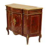 MACE - Baroque sideboard Louis XV style - Beige marble - One large drawer - One door - Brown/Brass - One shelf