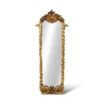 MACE Heritage – Handgeschnitzter Barockspiegel mit Blattornamenten in Antikgold – 180×55 cm