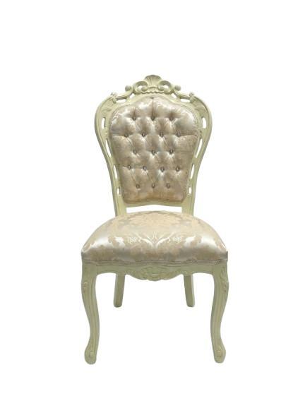 MACE Heritage Barock-Stuhl – Beige-Holz-Rahmen & Gold-Champagner Stoff – Handgefertigt