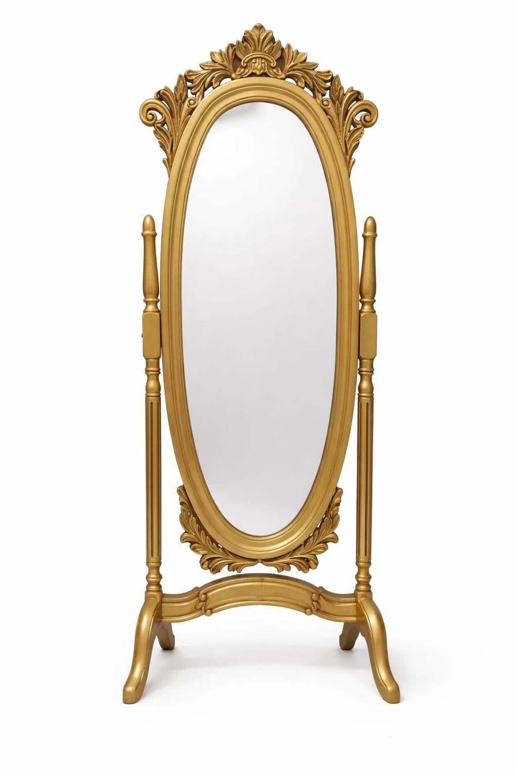 MACE Heritage – Barocker Louis-XV-Standspiegel in Antik-Gold mit ovalem Rahmen, 185 cm Höhe