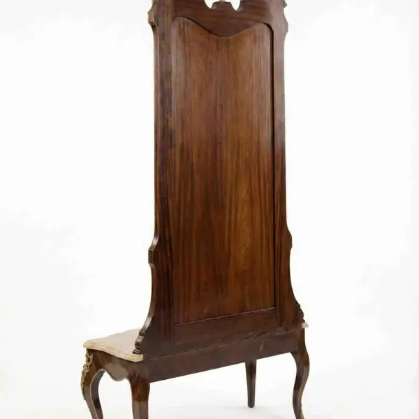 MACE Heritage – Grand Baroque Console Table with Oversized Mirror in Mahogany Look & Brass Details – 217cm