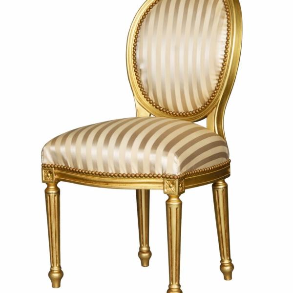 MACE Heritage - Barocker Esszimmerstuhl Gold Champagner klassisch eleganter Holzstuhl aus Echtholz Möbel für Esszimmer, Wohnzimmer und Flur.