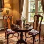 MACE Heritage – Baroque Dining Chair in Brown Solid Wood with Red Gobelin Upholstery – Queen Anne Legs – Handmade